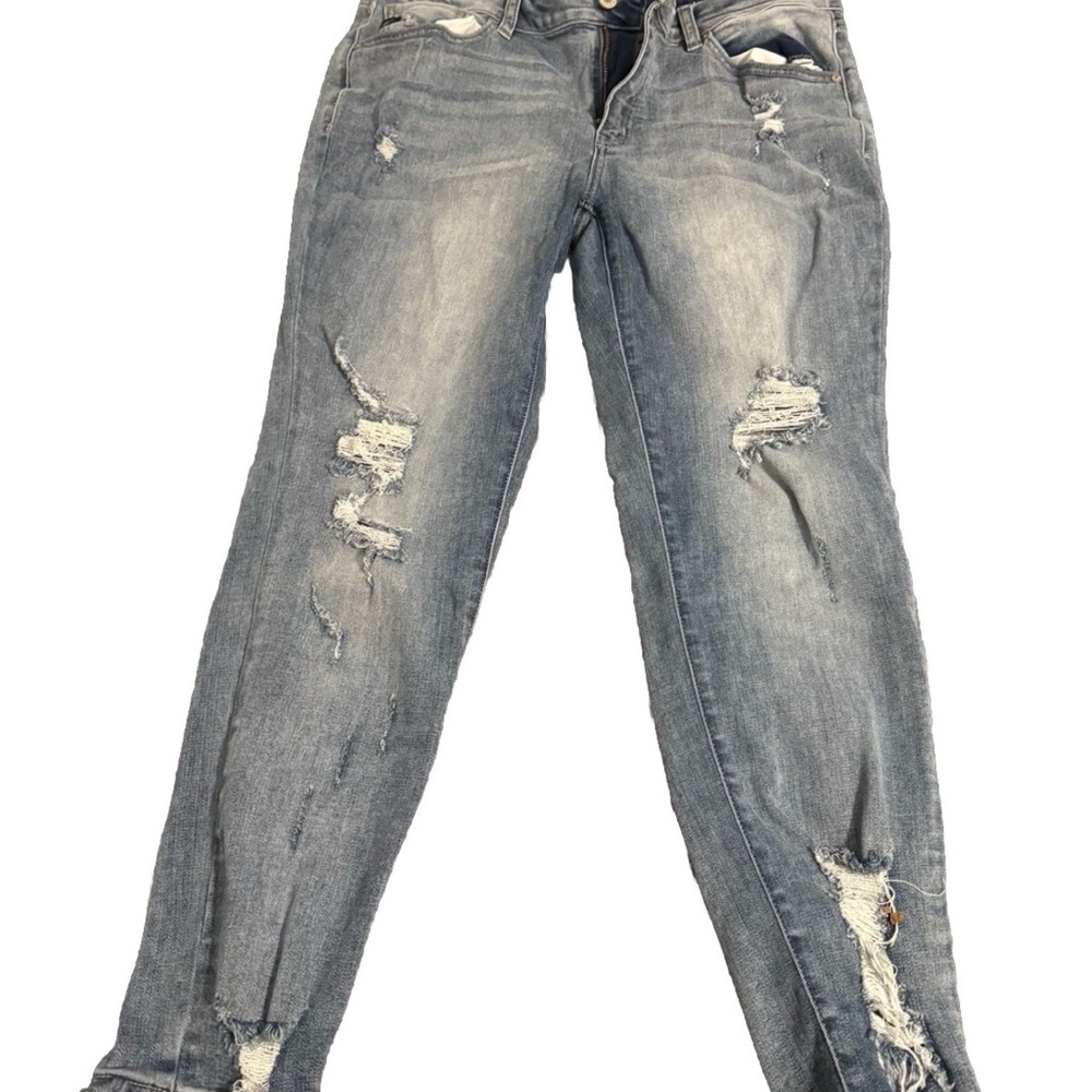 KanCan Jeans Women's 15/31 Light Blue Denim Skinny Distressed